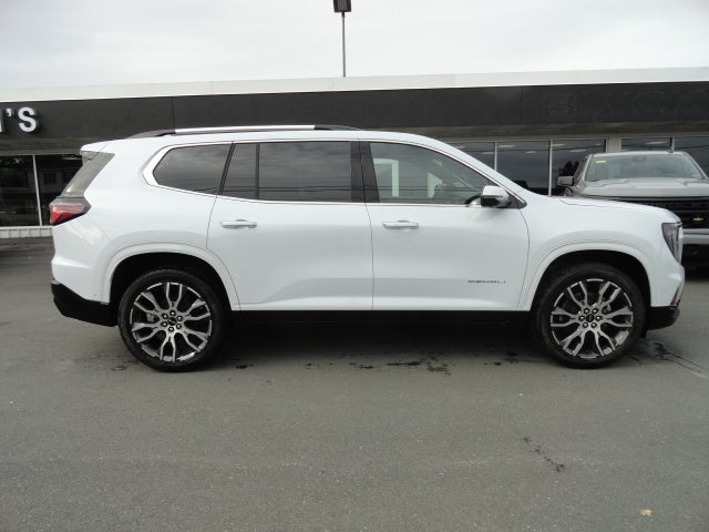 2026 GMC Acadia Denali Ultimate in Glacier White Tricoat — front three-quarter view